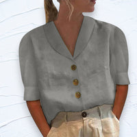 Chic Women's Blouse with Collar and Buttons - Vivienne-S-Grey-State of Style