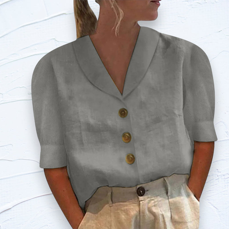 Chic Women's Blouse with Collar and Buttons - Vivienne-S-Grey-State of Style