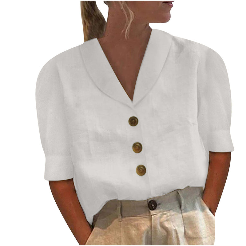 Chic Women's Blouse with Collar and Buttons - Vivienne-S-White-State of Style