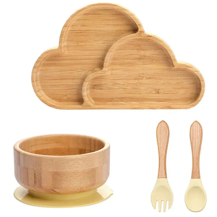 Children's Dinnerware Set with Suction Base - EcoFeast-Cloud Yellow-State of Style