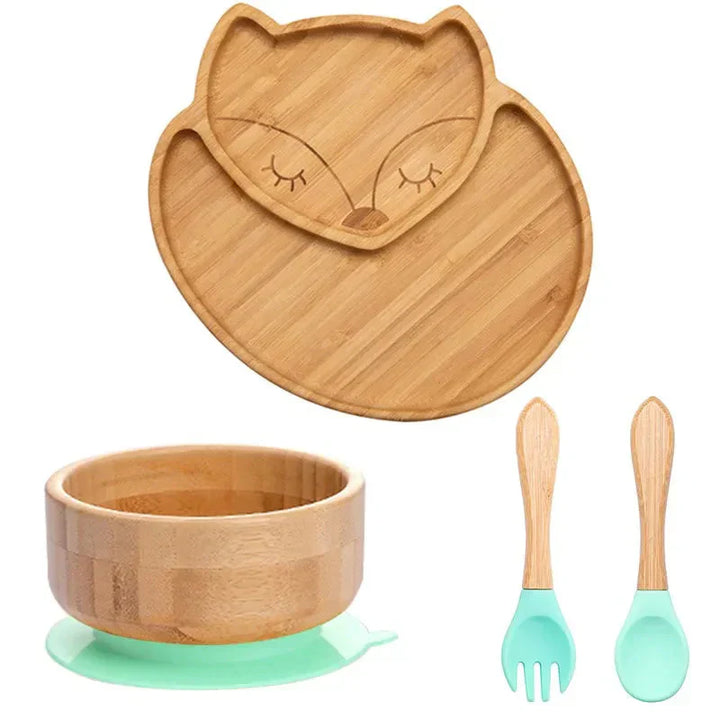 Children's Dinnerware Set with Suction Base - EcoFeast-Fox Green-State of Style