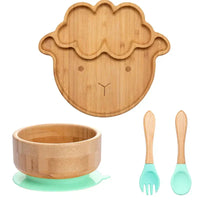 Children's Dinnerware Set with Suction Base - EcoFeast-Lamb Green-State of Style