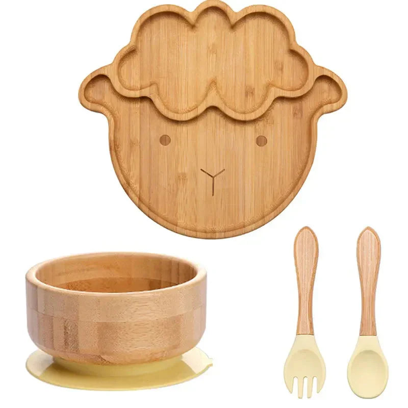 Children's Dinnerware Set with Suction Base - EcoFeast-Lamb White-State of Style