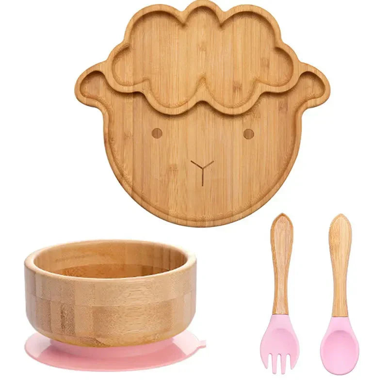 Children's Dinnerware Set with Suction Base - EcoFeast-Lamb White-State of Style