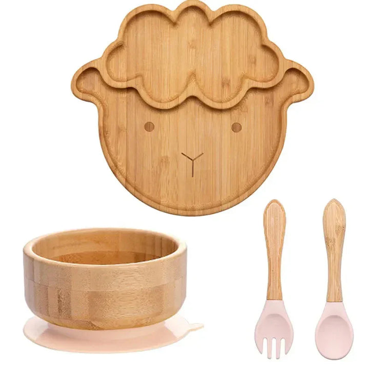 Children's Dinnerware Set with Suction Base - EcoFeast-Lamb White-State of Style