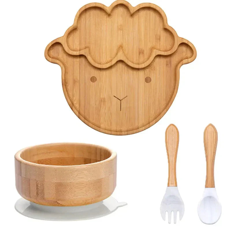 Children's Dinnerware Set with Suction Base - EcoFeast-Lamb White-State of Style