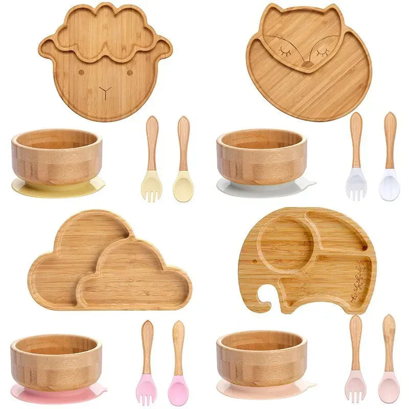 Children's Dinnerware Set with Suction Base - EcoFeast-Lamb White-State of Style