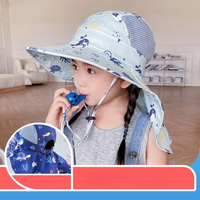 CHILDREN'S SUN HAT WITH UPF 50+ - WIDE BRIM AND ADJUSTABLE CHIN STRAP-Light blue-State of Style