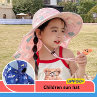 CHILDREN'S SUN HAT WITH UPF 50+ - WIDE BRIM AND ADJUSTABLE CHIN STRAP-Pink-State of Style