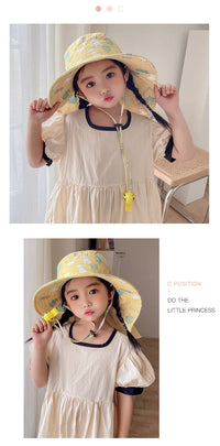 CHILDREN'S SUN HAT WITH UPF 50+ - WIDE BRIM AND ADJUSTABLE CHIN STRAP-Pink-State of Style