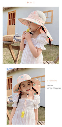 CHILDREN'S SUN HAT WITH UPF 50+ - WIDE BRIM AND ADJUSTABLE CHIN STRAP-Pink-State of Style