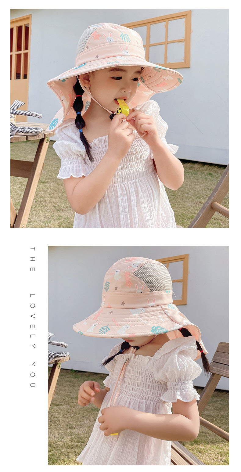 CHILDREN'S SUN HAT WITH UPF 50+ - WIDE BRIM AND ADJUSTABLE CHIN STRAP-Pink-State of Style