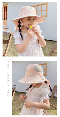 CHILDREN'S SUN HAT WITH UPF 50+ - WIDE BRIM AND ADJUSTABLE CHIN STRAP-Pink-State of Style