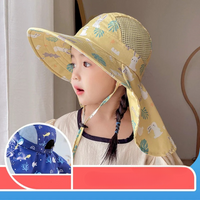CHILDREN'S SUN HAT WITH UPF 50+ - WIDE BRIM AND ADJUSTABLE CHIN STRAP-Yellow-State of Style