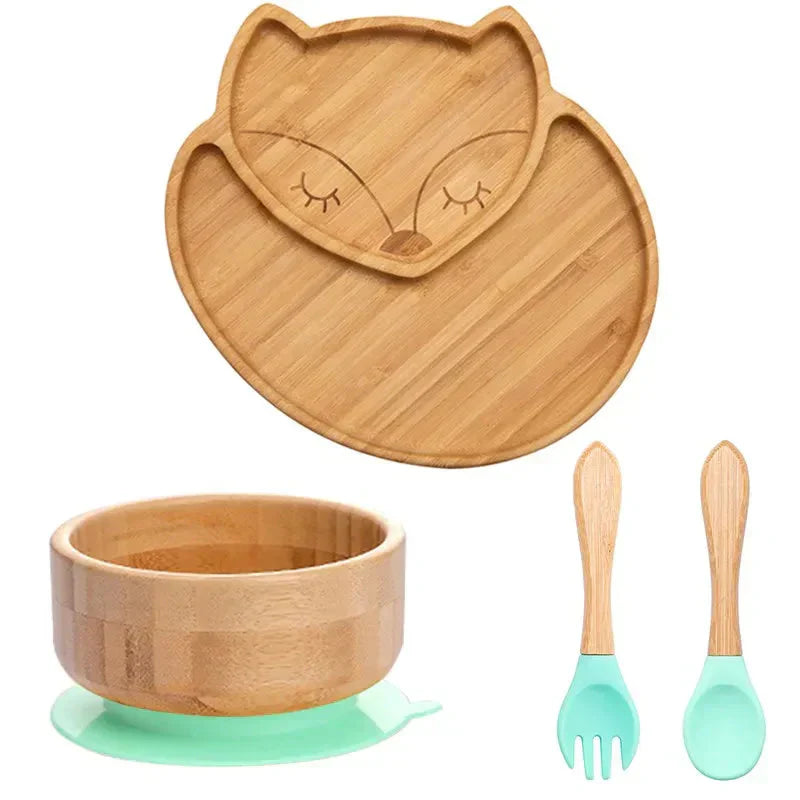 Children's Tableware Set with Suction Cup - EcoFeast-Fox Green-State of Style