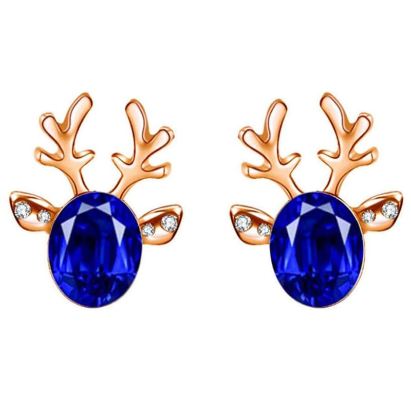 Christmas Reindeer Stud Earrings | Festive Women's Jewellery-BLUE GOLD-State of Style