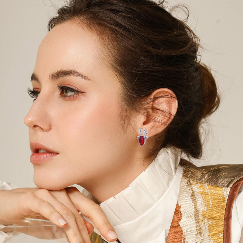 Christmas Reindeer Stud Earrings | Festive Women's Jewellery-RED GOLD-State of Style