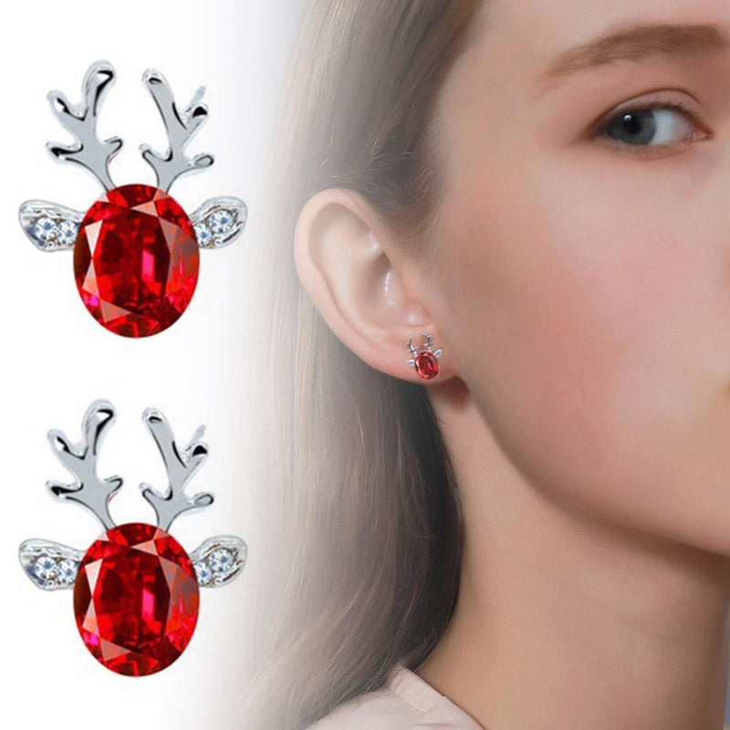 Christmas Reindeer Stud Earrings | Festive Women's Jewellery-RED GOLD-State of Style