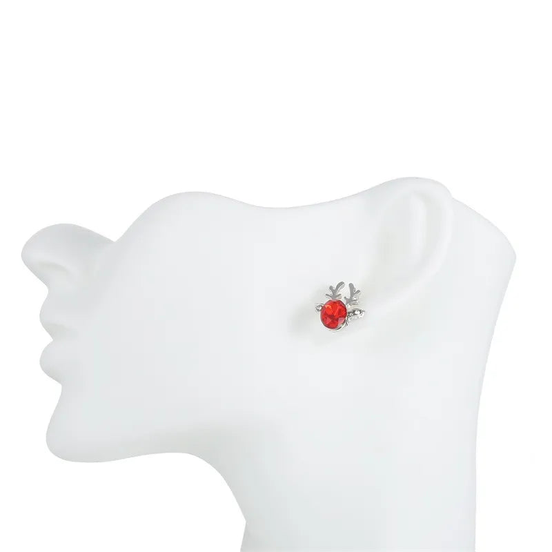 Christmas Reindeer Stud Earrings | Festive Women's Jewellery-RED GOLD-State of Style