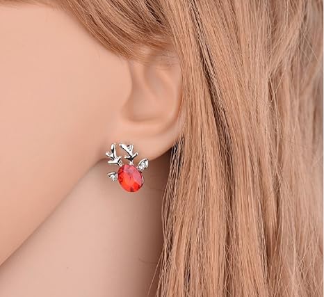 Christmas Reindeer Stud Earrings | Festive Women's Jewellery-RED GOLD-State of Style