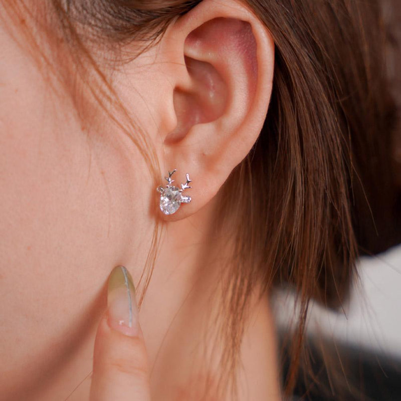 Christmas Reindeer Stud Earrings | Festive Women's Jewellery-RED GOLD-State of Style