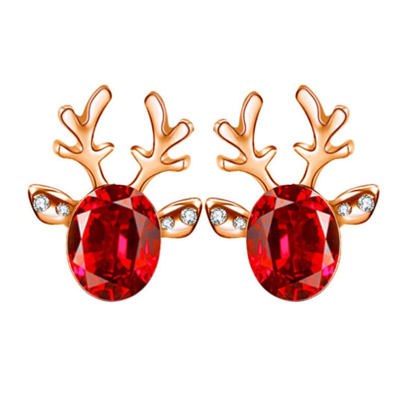 Christmas Reindeer Stud Earrings | Festive Women's Jewellery-RED GOLD-State of Style