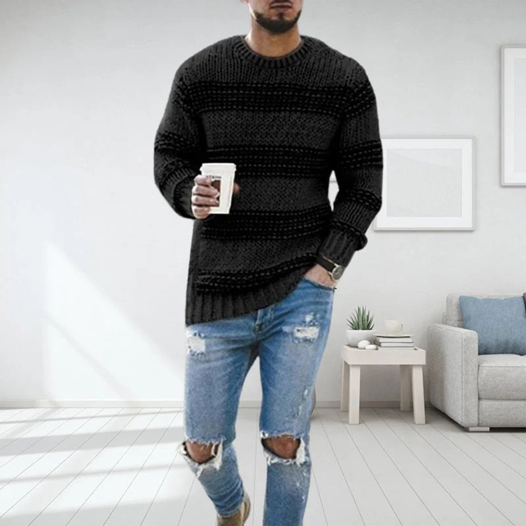 Chunky Knit Scandinavian Men's Sweater - Arvid-Black-S-State of Style
