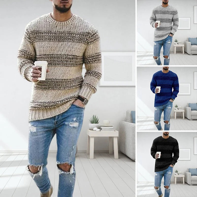 Chunky Knit Scandinavian Men's Sweater - Arvid-Khaki-S-State of Style