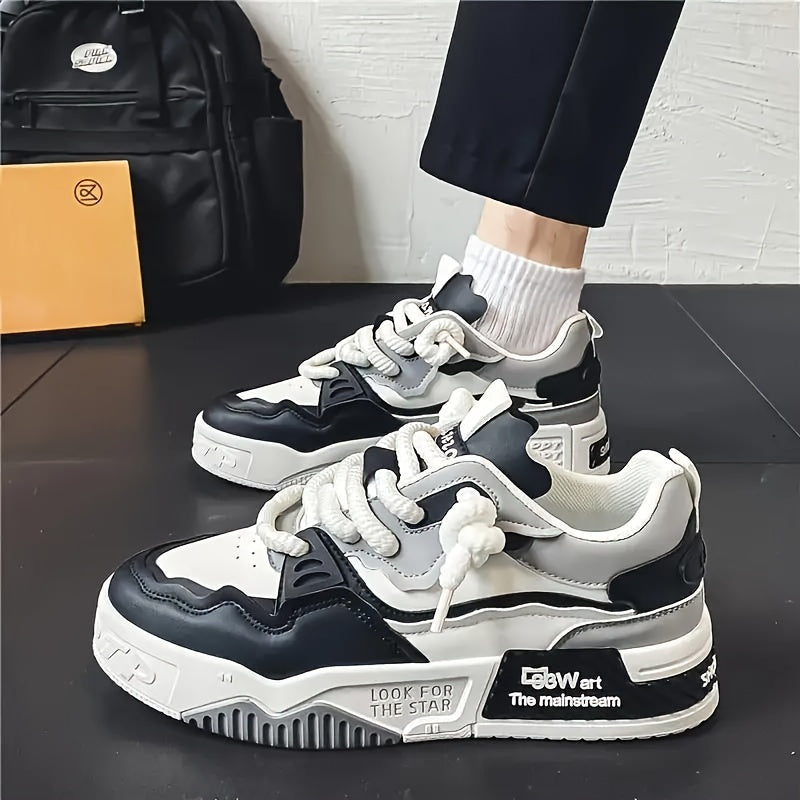 Chunky men's streetwear sneaker with tread sole & comfort padding - Cairo-Beige-5-State of Style