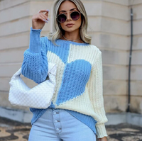 Cindys gestrickter Pullover-Blau-S-State of Style