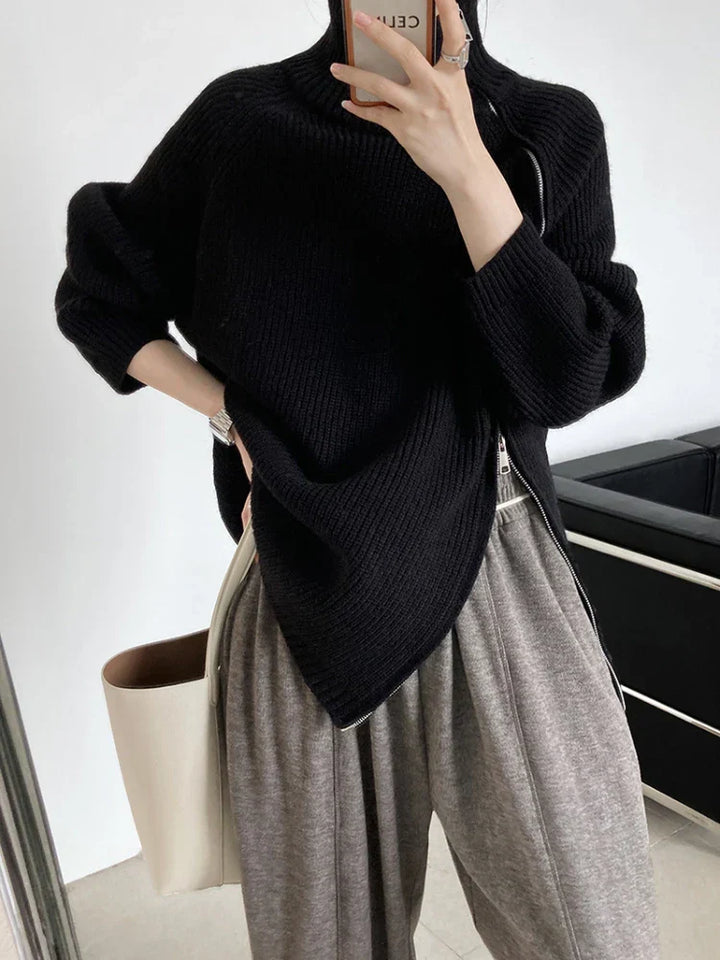 Clara Pullover Vest with Zipper-Black-One Size-State of Style