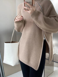 Clara Pullover Vest with Zipper-Khaki-One Size-State of Style