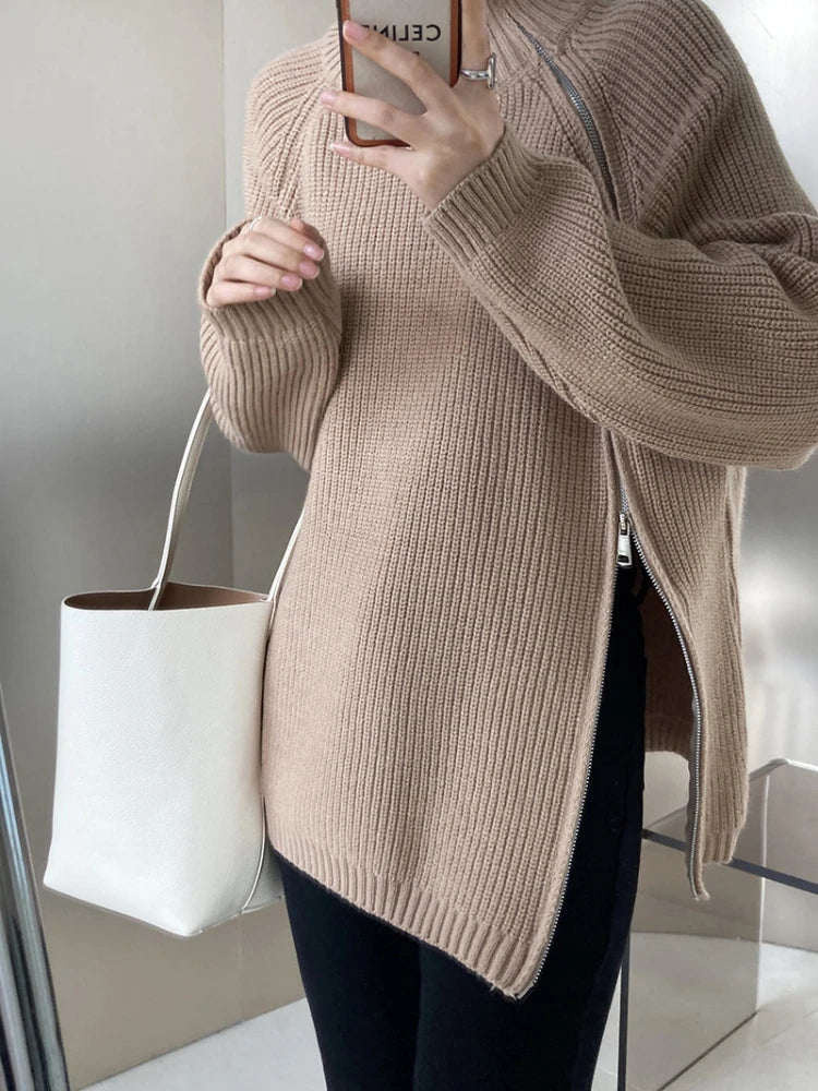 Clara Pullover Vest with Zipper-Khaki-One Size-State of Style
