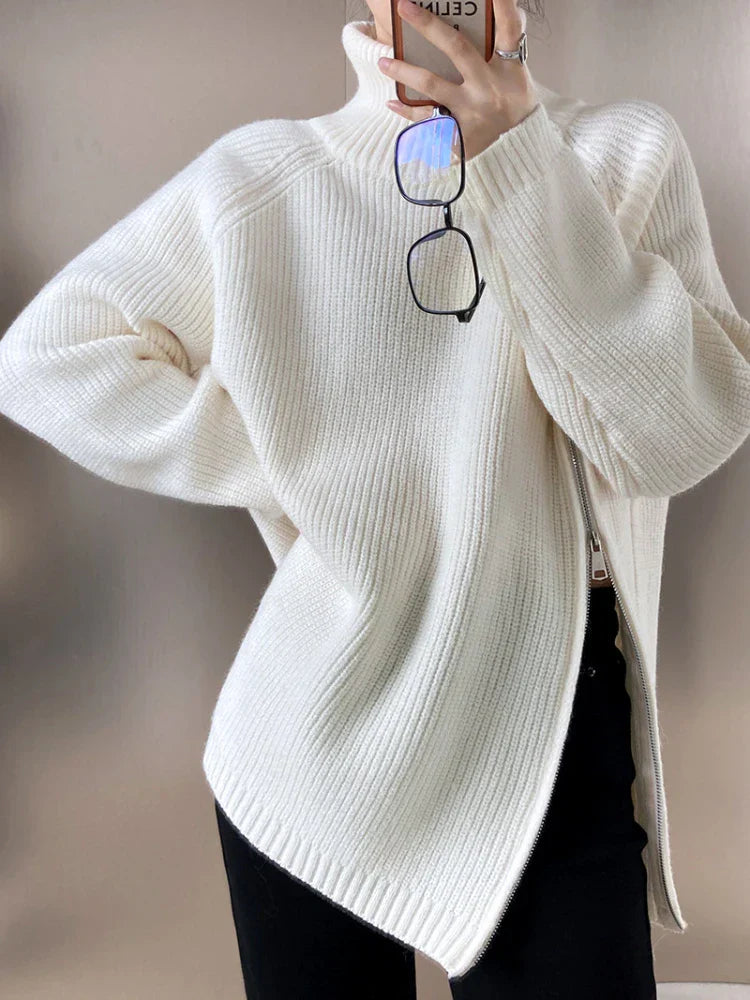 Clara Pullover Vest with Zipper-White-One Size-State of Style