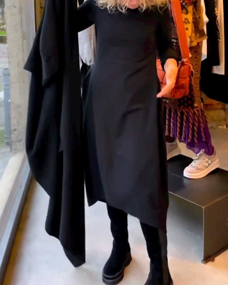 Classic Black Midi Dress - Sofia-S-State of Style