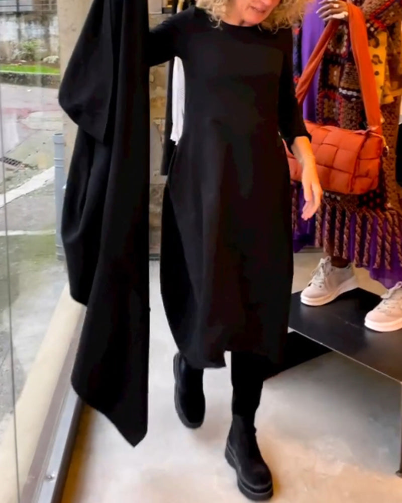 Classic Black Midi Dress - Sofia-S-State of Style