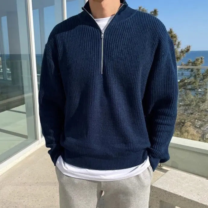 Classic Half-Zip Men’s Sweater - Arthur-Blue-XS-State of Style