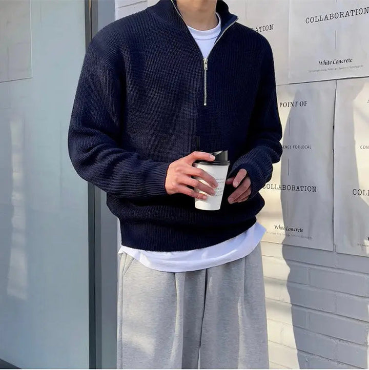 Classic Half-Zip Men’s Sweater - Arthur-Blue-XS-State of Style