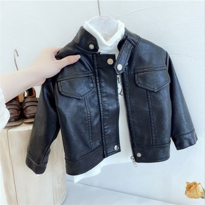 Classic Leather Jackets for Boys-Black-12-24M-State of Style
