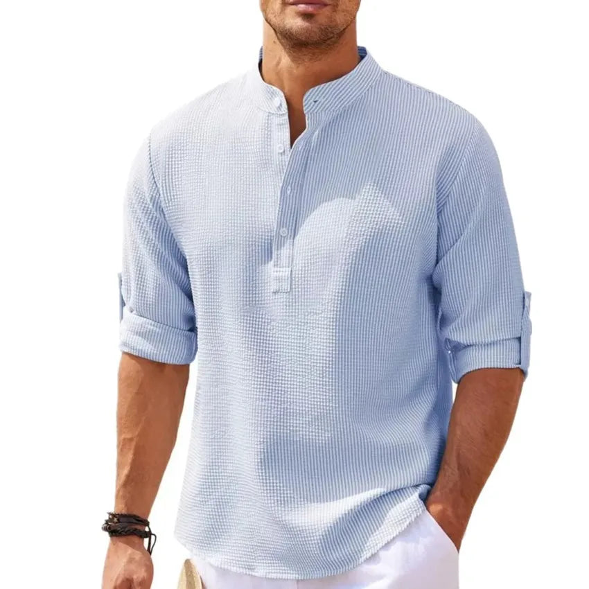 Classic men's shirt with a relaxed fit – Lennox-Blue-S-State of Style