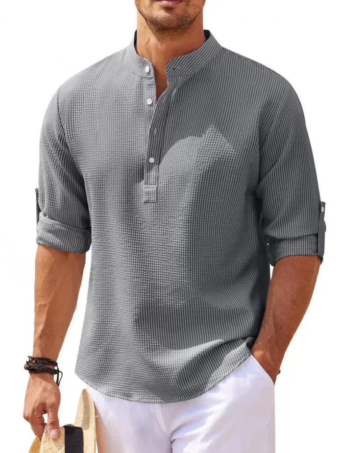 Classic men's shirt with a relaxed fit – Lennox-Dark grey-S-State of Style