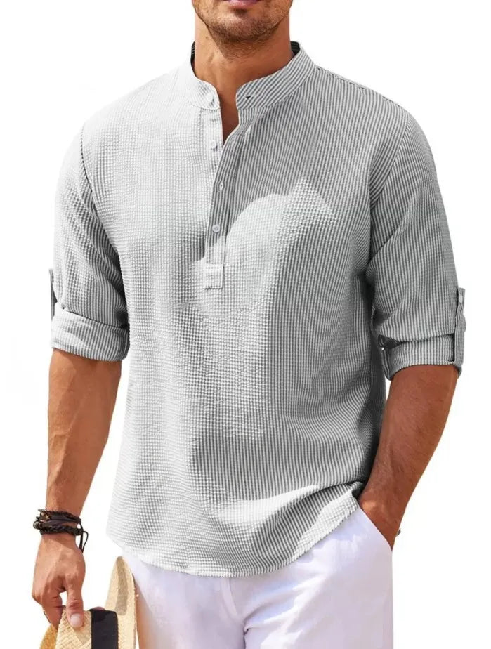 Classic men's shirt with a relaxed fit – Lennox-Light grey-S-State of Style