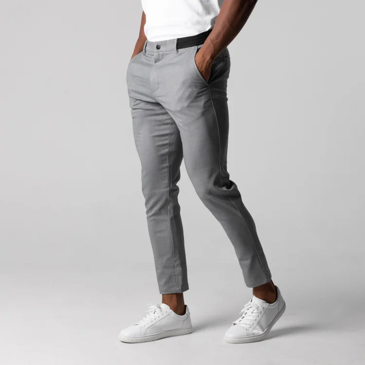 Classic men's stretch trousers with a comfortable fit - Matteo-Light grey-S-State of Style