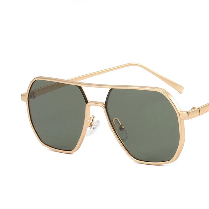 Classic men's sunglasses with metal frame & UV400 protection – Matteo-Gold green-State of Style