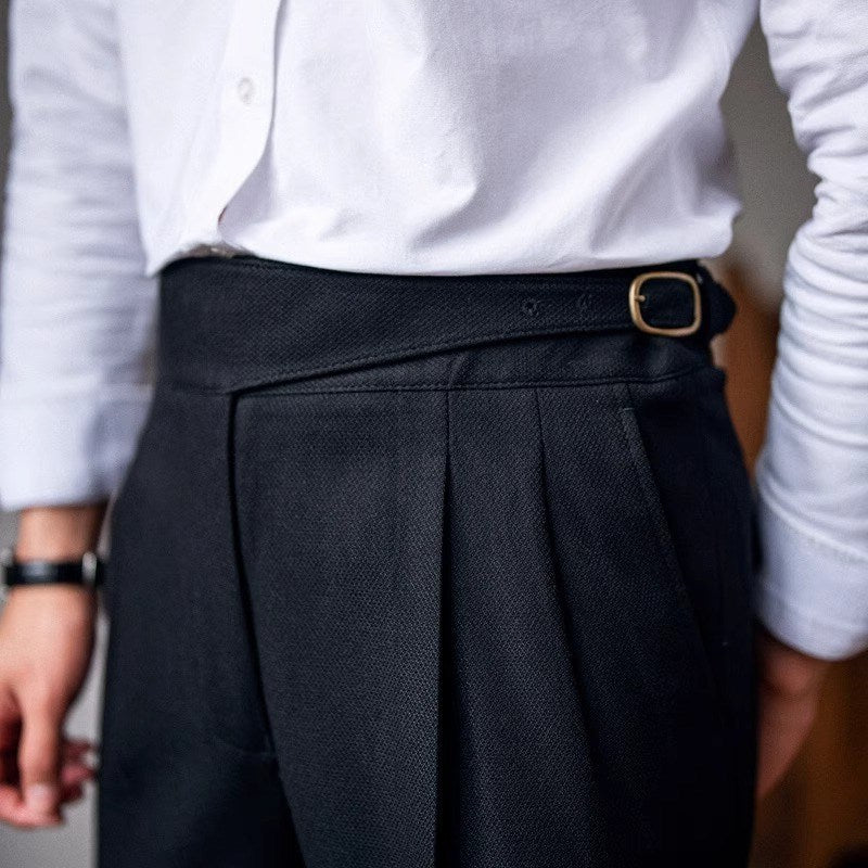 Classic Men's Trousers with Buckle - Oliver-Dark Blue-XS-State of Style