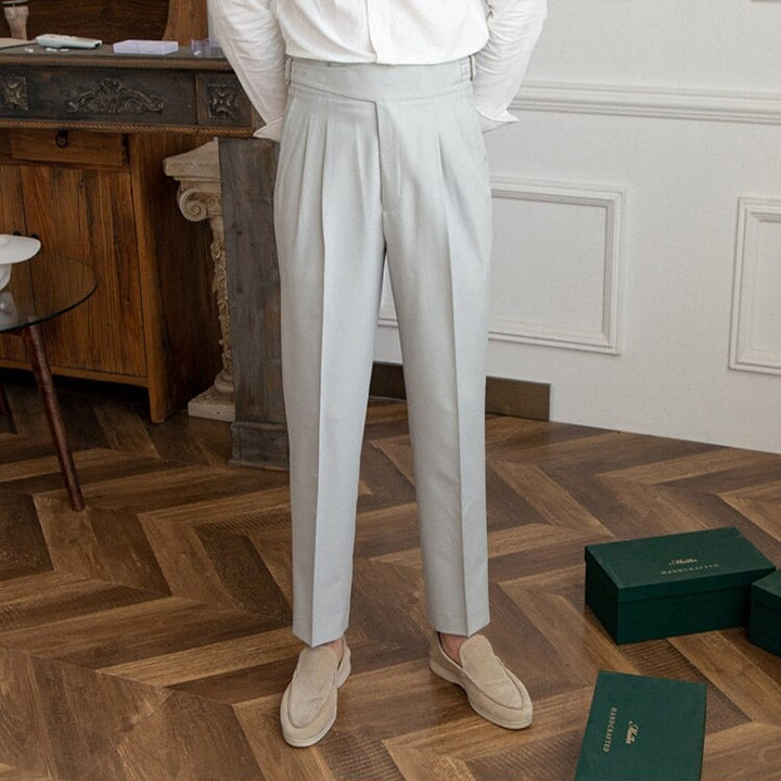 Classic Men's Trousers with Buckle - Oliver-Dark Blue-XS-State of Style
