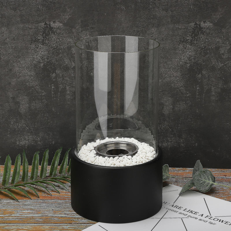Classic Oil Lamp with Open Flame - Lumora-Black-Medium-State of Style