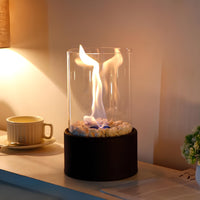 Classic Oil Lamp with Open Flame - Lumora-Black-Medium-State of Style