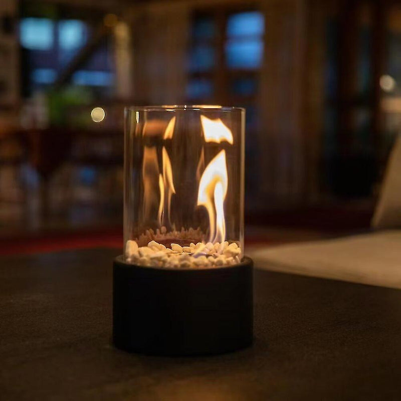 Classic Oil Lamp with Open Flame - Lumora-Black-Medium-State of Style