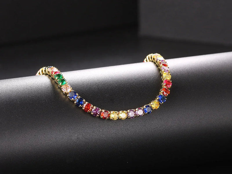 Classic Tennis Necklace with Shimmering Rhinestones-Gold 3mm-Kettenlänge 33cm-State of Style